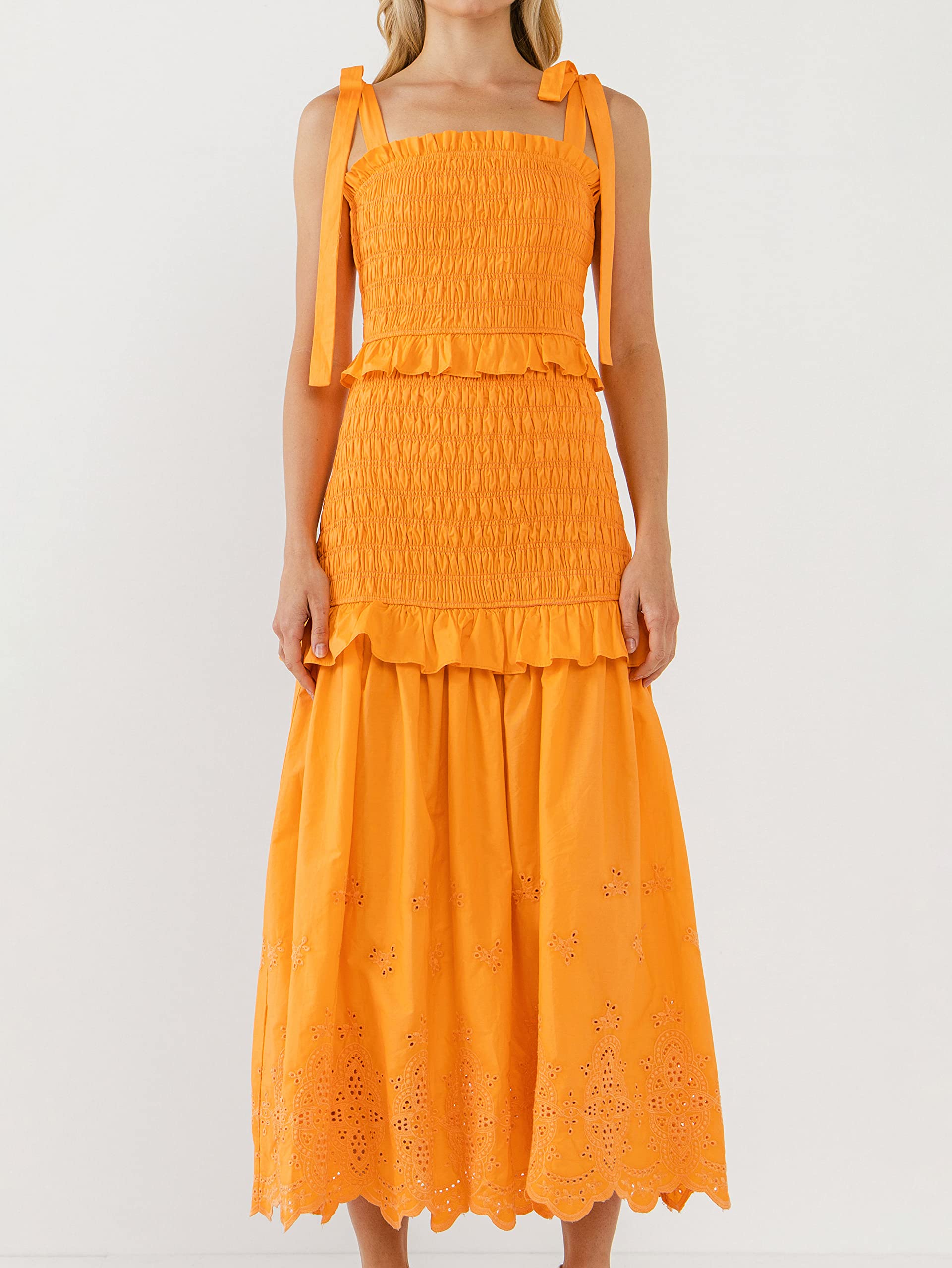 Endless Rose Women's Orange Floral Summer Dress - Casual & Elegant for Beach, Party, and Date Night Outfits