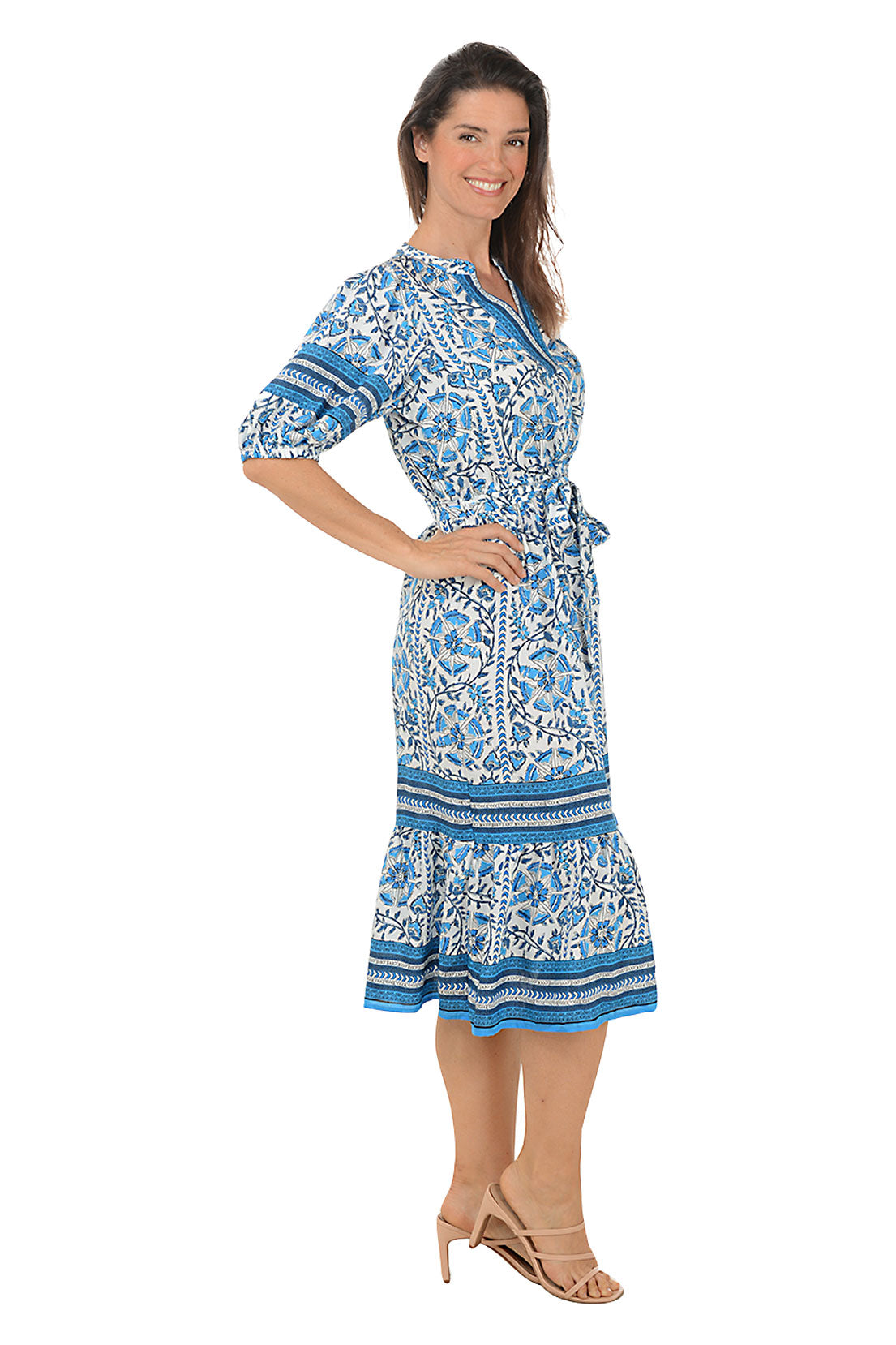 Mandala Flower Belted Dress - Boho Chic Floral Maxi Dress with Adjustable Belt for Women | Perfect for Beach Vacations, Music Festivals & Summer Parties