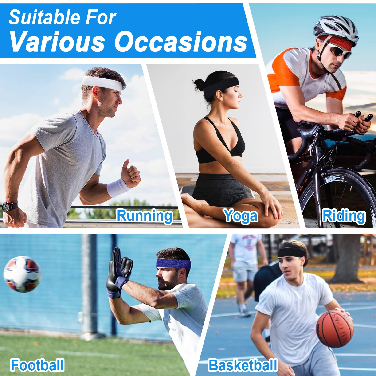 Moisture-Wicking Sport Headbands for Men & Women - Sweatbands for Running, Tennis, Basketball, Yoga & Workouts - Stay Dry During Intense Exercise & Gym Sessions