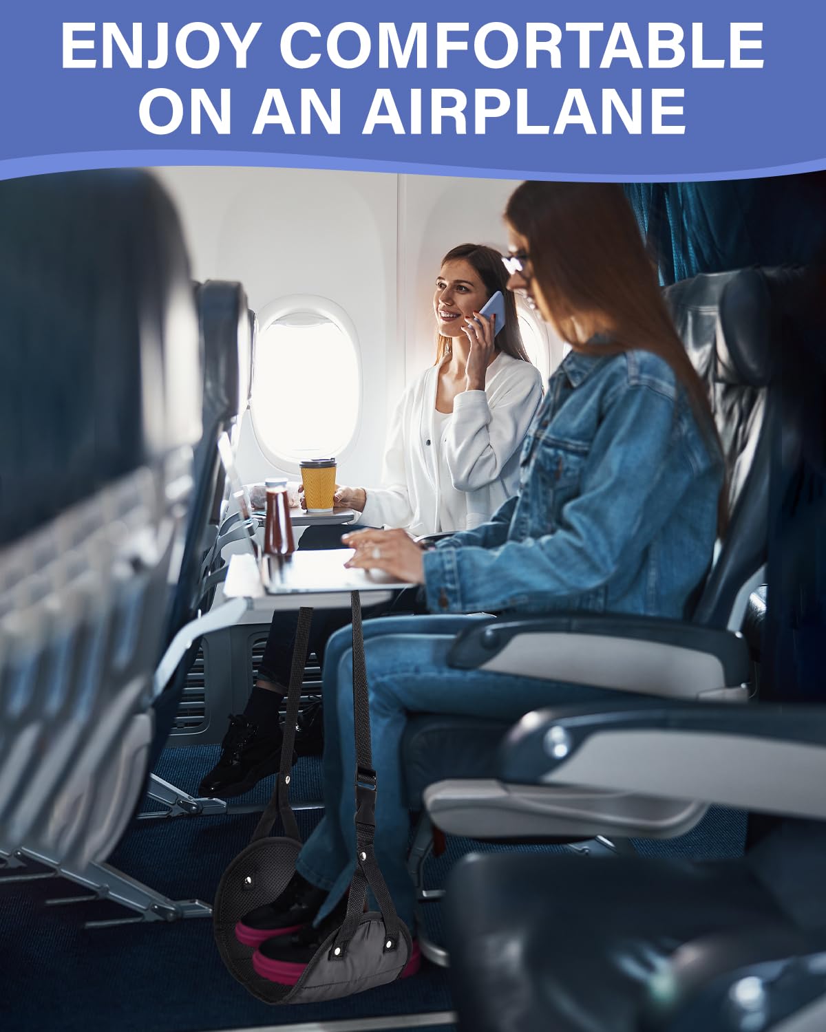 EOGEAUS Airplane Foot Rest - Portable Travel Foot Hammock for Planes & Desks | Comfortable In-Flight Support for Long Haul & International Travel | Perfect for Business Trips & Commuting