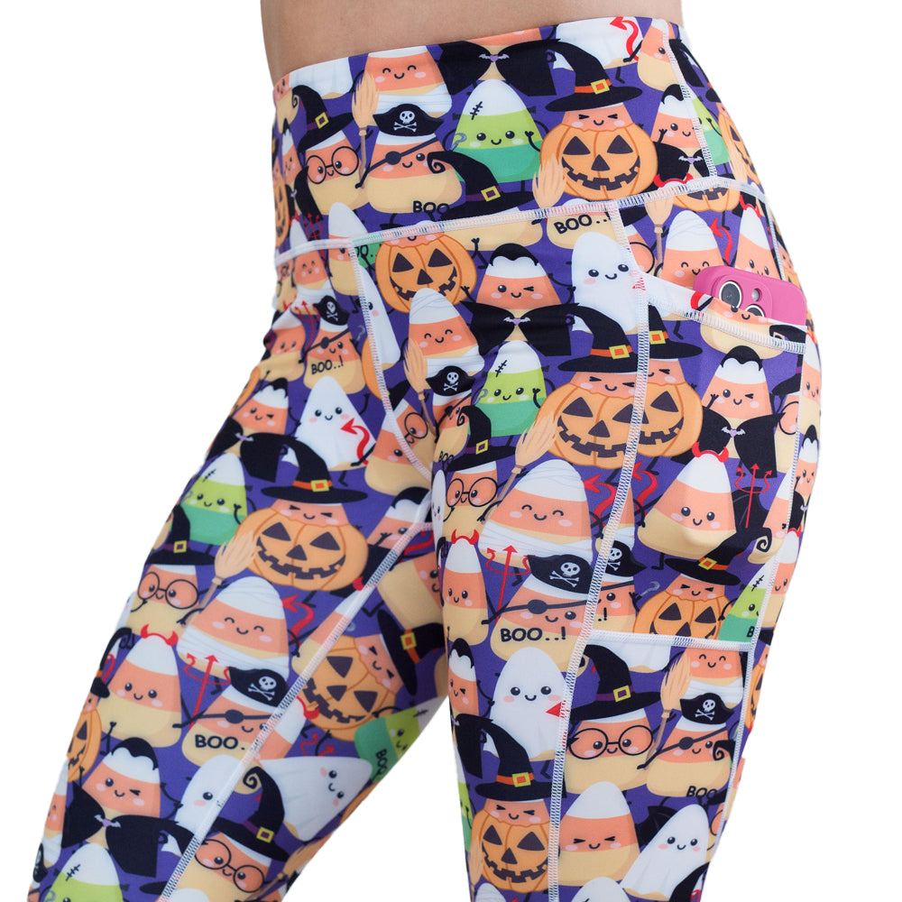 Boo Crew Halloween Leggings for Women - Cute & Comfortable Spooky Print Yoga Pants - Perfect for Costume Parties, Trick or Treat, and Fall Workouts