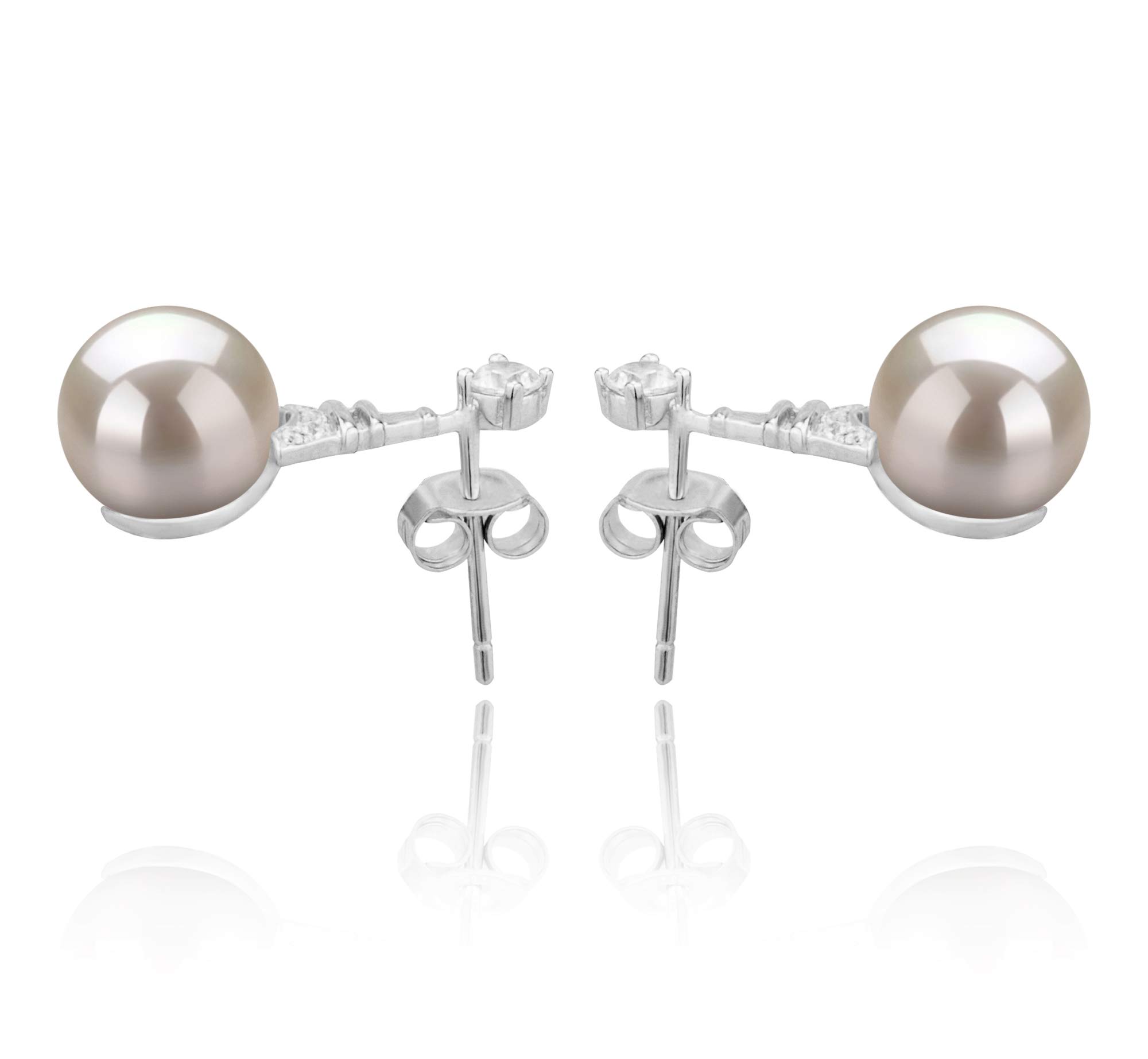 AAAA Quality 8-9mm White Freshwater Cultured Pearl Earrings - 925 Sterling Silver Stud Earrings for Women | Elegant Gift for Wedding, Anniversary & Special Occasions