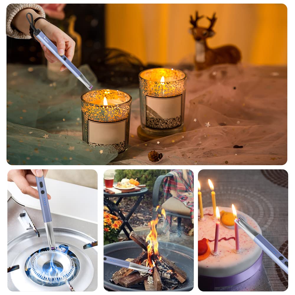 SUPRUS USB Rechargeable Arc Lighter - Windproof Flameless Plasma Lighter for Home, Kitchen & BBQ (Blue)