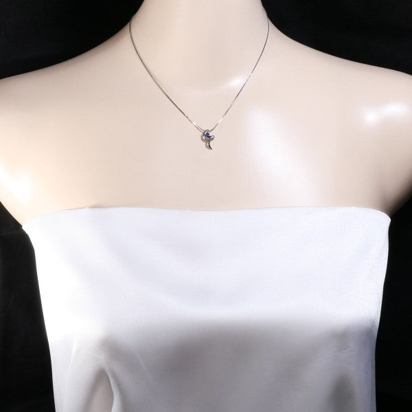 18K White Gold Sapphire Necklace for Women - Elegant Blue Sapphire Pendant Jewelry Gift for Birthday, Anniversary & Valentine's Day - Perfect for Weddings, Parties & Special Occasions
