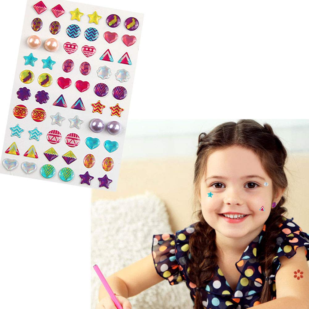 AUGSUN 240-Piece 3D Gem Sticker Earrings for Girls - Self-Adhesive Glitter Crystal Stickers for DIY Crafts, Jewelry Making & Nail Art Decoration | Perfect for Parties, Gifts & Fashion Accessories