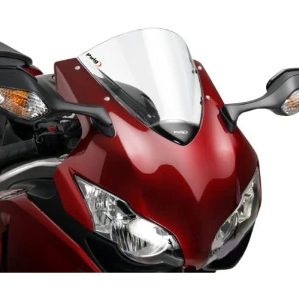 Puig 4623W Clear Racing Windshield - High-Quality Motorcycle Windshield for Sport Bikes, Durable Polycarbonate, Universal Fit - Perfect for Highway Riding & Wind Protection