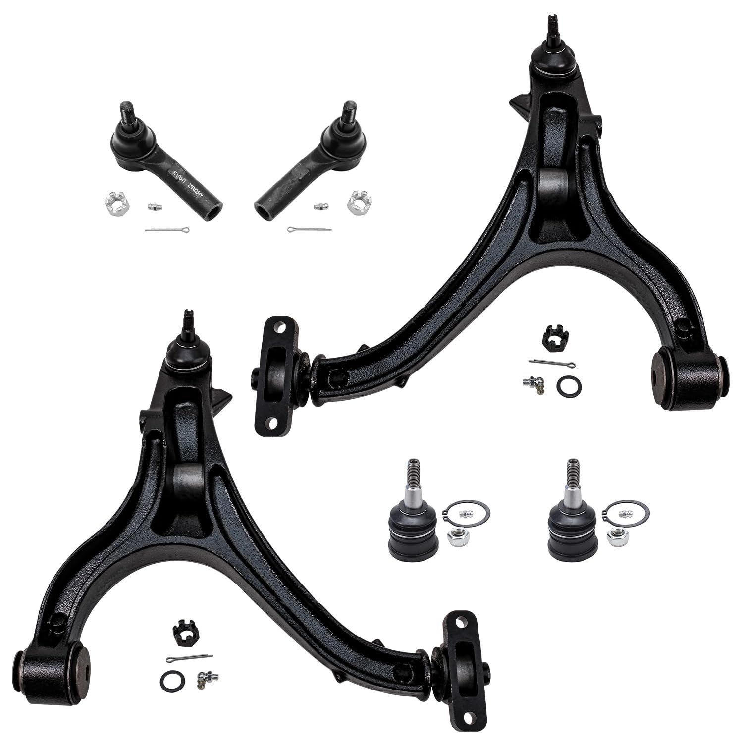 Detroit Axle 6-Piece Front End Suspension Kit for 2005-2010 Jeep Commander & Grand Cherokee - Includes 2 Upper Ball Joints, 2 Outer Tie Rod Ends, 2 Lower Control Arms with Ball Joints - Perfect for Off-Roading, Daily Driving & Vehicle Maintenance