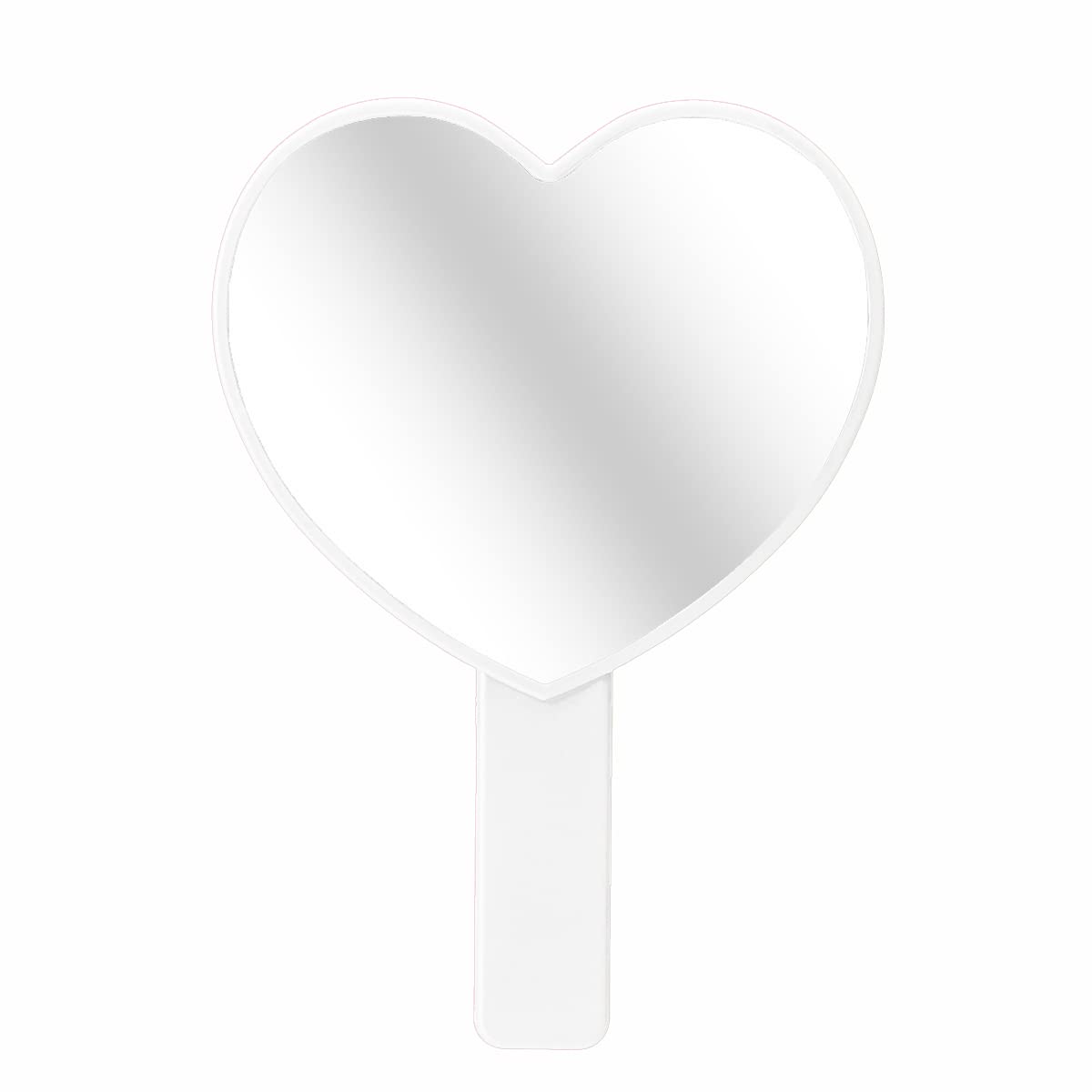2PCS Heart-Shaped Makeup Mirror with Handle - Portable Travel Cosmetic Mirror for Women, Personal Handheld Vanity Mirror (White) - Perfect for Home, Travel, and Gift Giving
