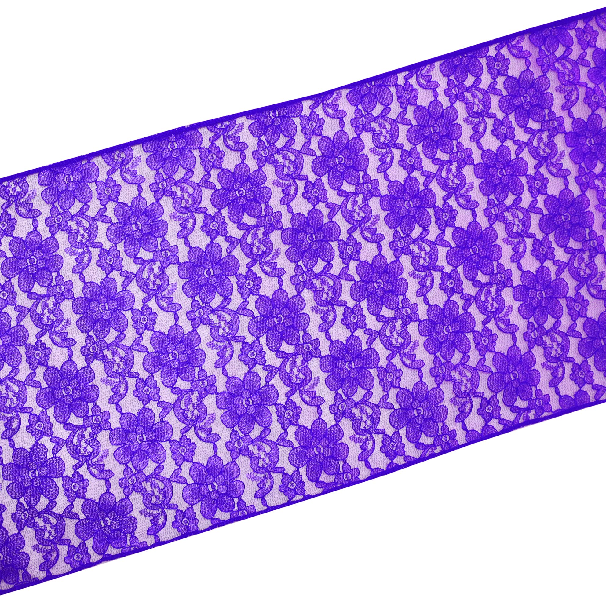Elegant Purple Floral Lace Table Runner - 12