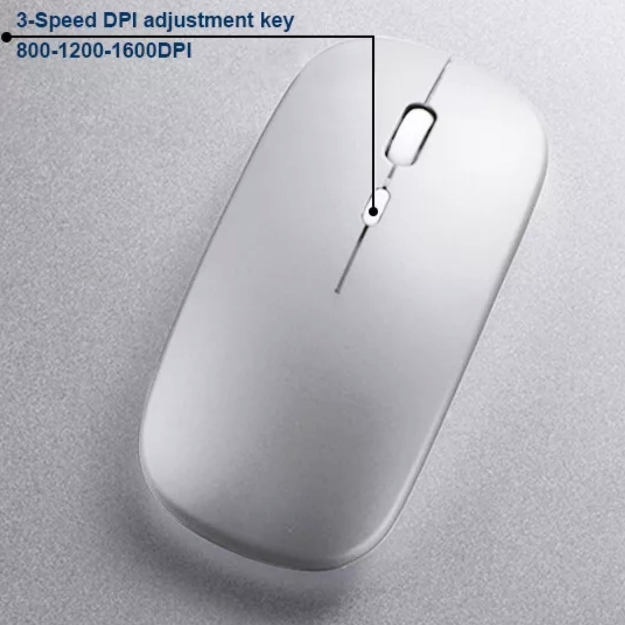 SANNOXY Slim 2.4G Wireless Mouse with Nano Receiver - Ergonomic Silent Click Computer Mouse for Laptop, PC, Mac - Portable Silver Mouse for Office, Home, Travel & Gaming