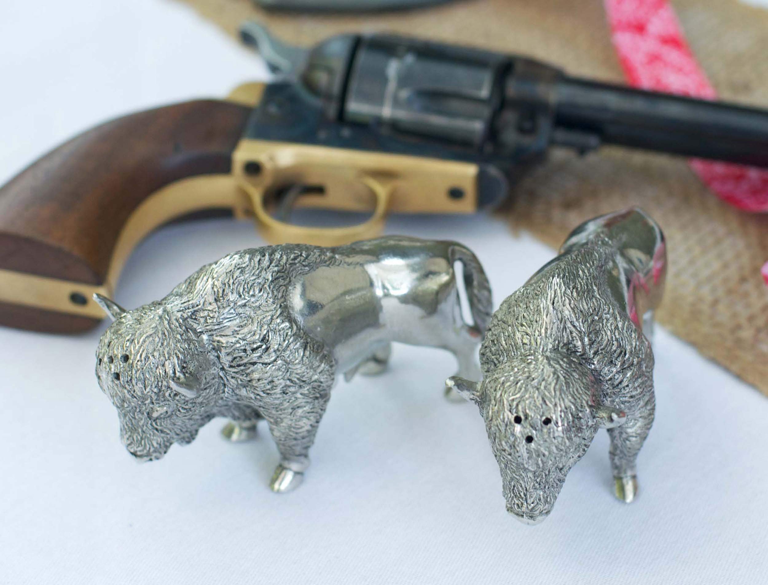 Vagabond House Pewter Bison Salt and Pepper Shaker Set - 3