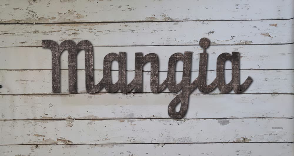 Rustic Wood Mangia Kitchen Wall Decor Sign for Italian Dining