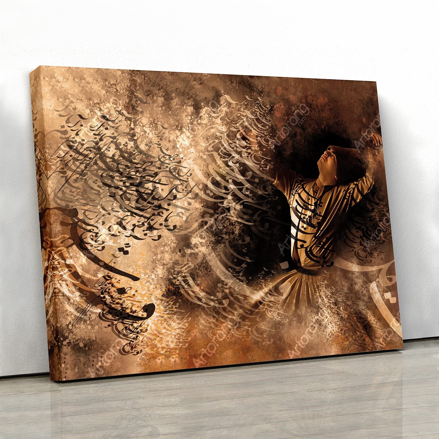 Sufi Whirling Dervishes Wall Art - Handmade Persian Home Decor - 30x40 Inch Iranian Canvas Painting - Unique Spiritual Gift for Living Room, Bedroom & Meditation Space