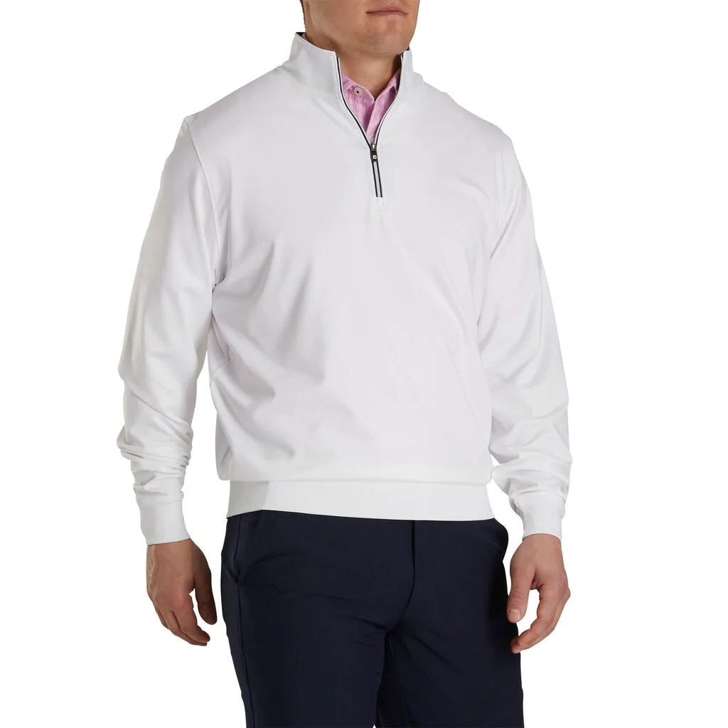 FootJoy Men's White Half Zip Golf Pullover - Lightweight & Breathable for Comfort on the Course | Perfect for Cool Weather & Morning Rounds