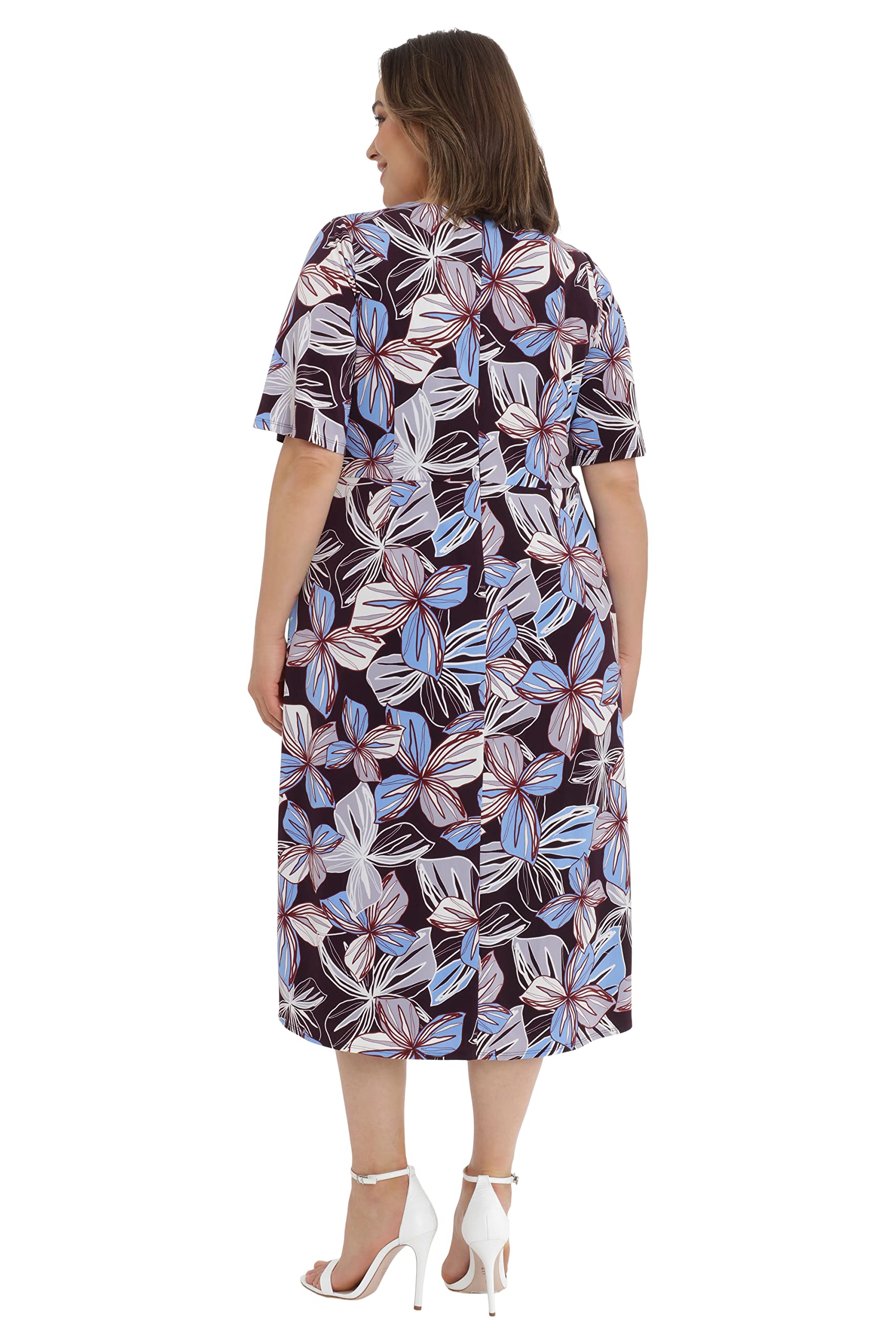 Maggy London Women's Waist Tie Wrap Skirt Dress - Elegant Flowy Midi Dress for Work, Party & Special Occasions