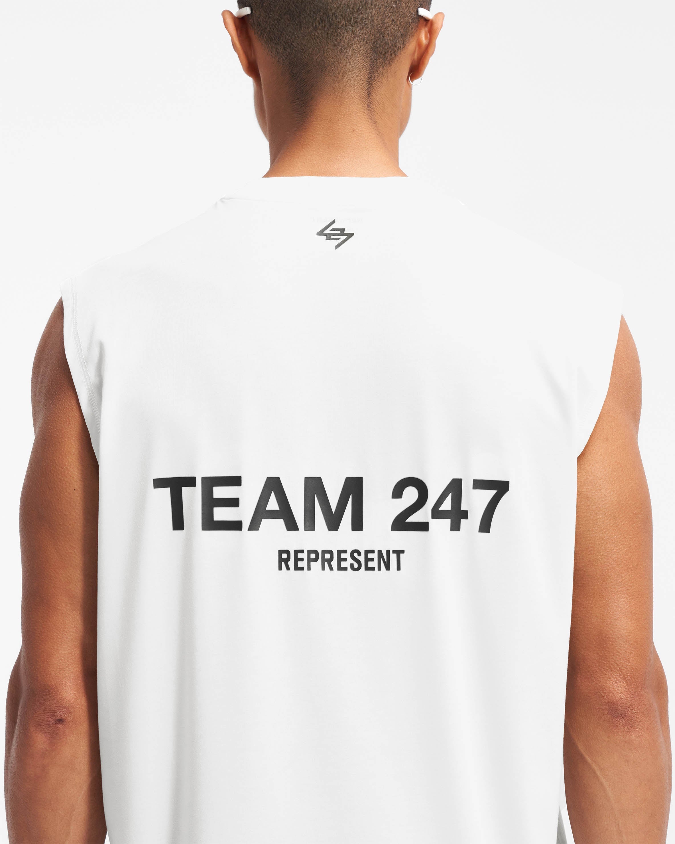 Team 247 Oversized Tank Top for Women - Soft Cotton Relaxed Fit T-Shirt in Flat White | Casual Wear, Lounge, Gym & Summer Outfits