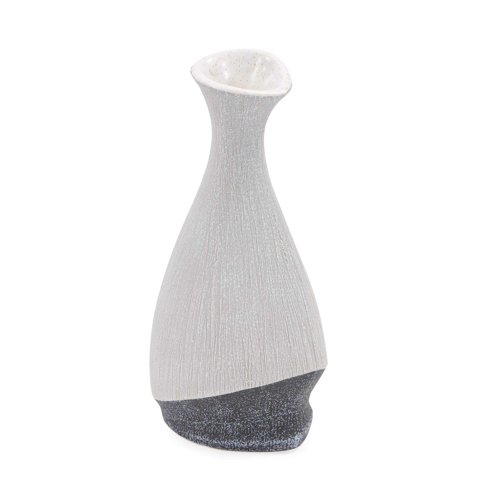 Howard Elliot Balance Large Two-Toned Gray and White Ceramic Vase - Modern Rustic Home Decor, Wedding Centerpiece, Bookshelf & Tabletop Decor, Gift Idea for Housewarming & Parties (6.5