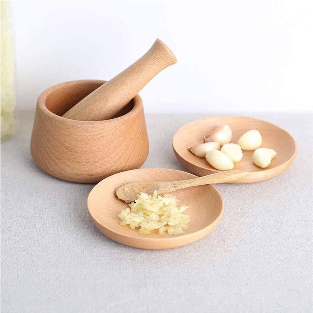 Natural Wooden Mortar and Pestle Set - Stone Spice Grinder for Crushing, Pressing & Mashing Herbs, Garlic, Pepper & Fruits | Perfect for Kitchen, Cooking & DIY Spice Blends