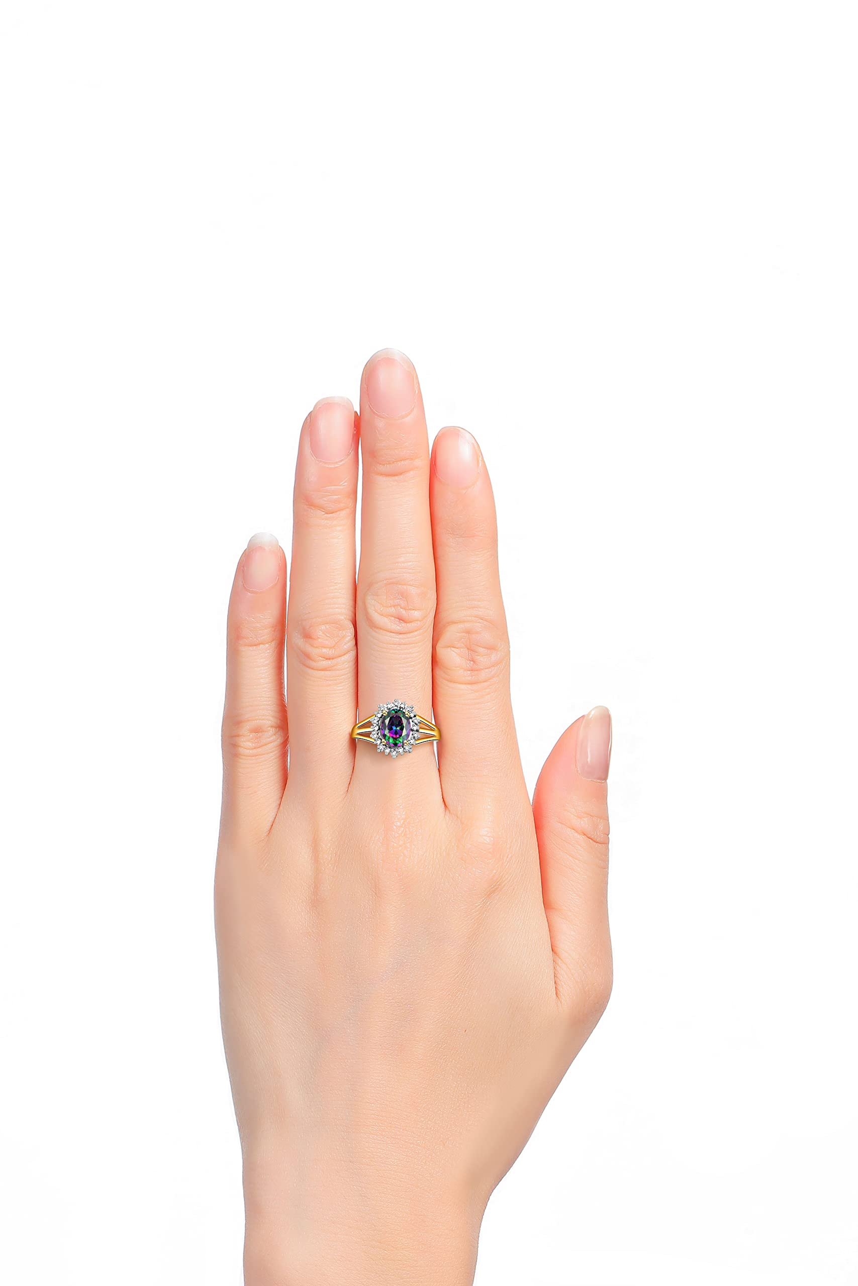 Rylos Women's Yellow Gold Plated Silver Princess Diana Ring & Pendant Set with Gemstone & Diamonds - 9X7MM Birthstone Jewelry, Matching Friendship Gift for Her, Sizes 5-10 - Perfect for Birthdays, Anniversaries, and Special Occasions