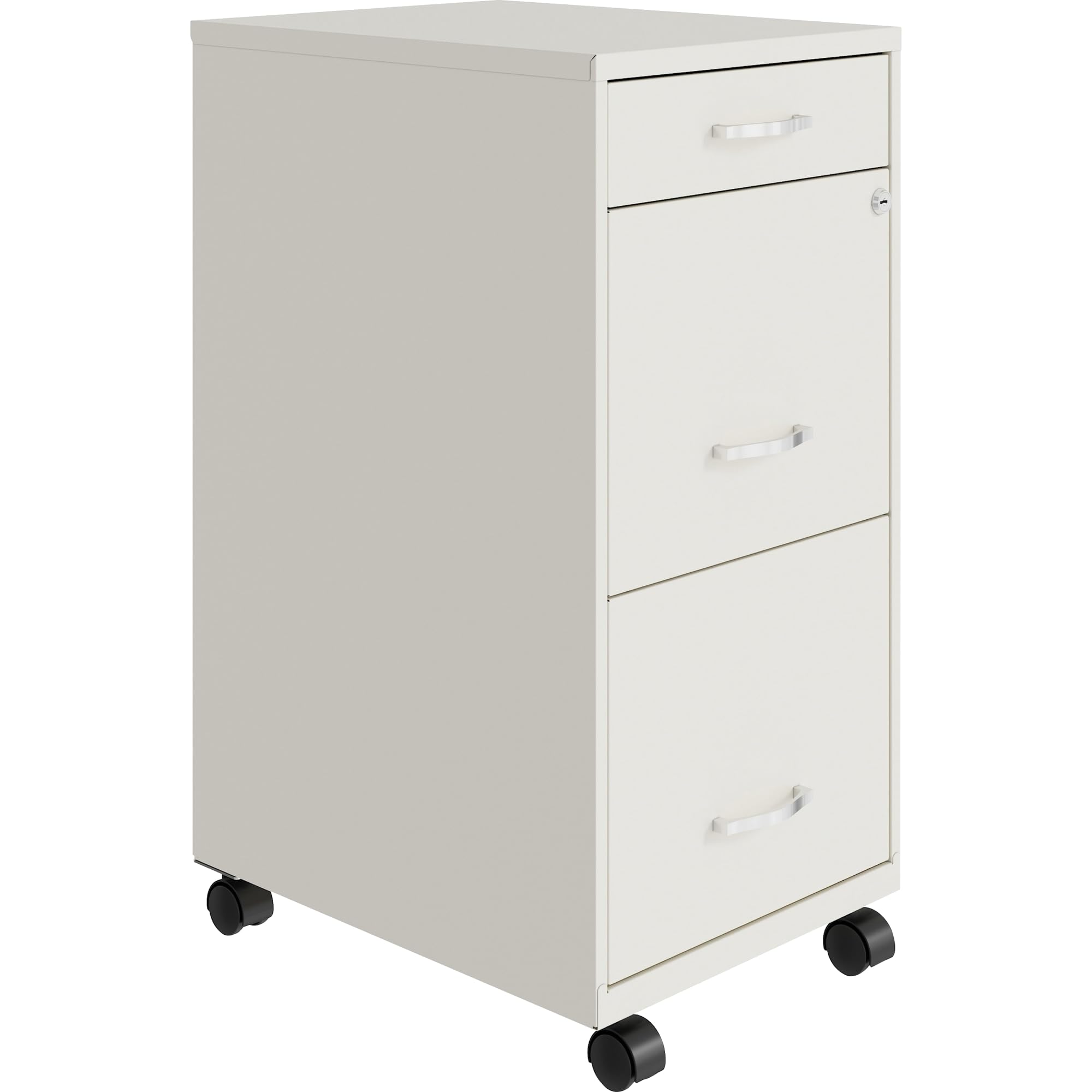 Lorell LYS SOHO 3-Drawer Mobile File Cabinet - 26.5 x 14.3 x 18 Inches, White - Perfect for Office, Home & Small Business Document Storage & Organization