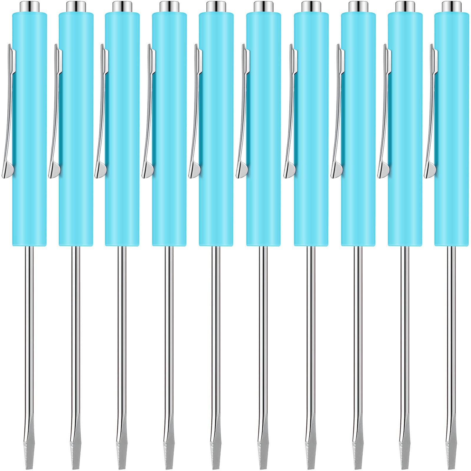 Honoson 10-Piece Magnetic Pocket Screwdriver Set - Mini Slotted Screwdrivers with Pocket Clips for Mechanics & Electricians (Light Blue) - Perfect for Electronics Repair, DIY Projects & On-the-Go Tool Kits