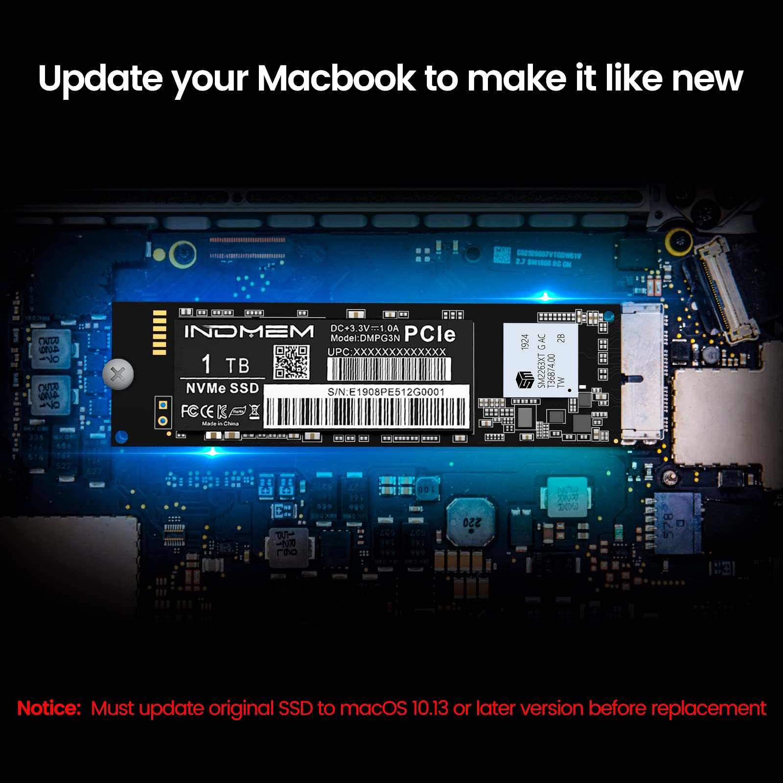1TB NVMe PCIe SSD Internal Hard Drive Upgrade for MacBook Pro/Air, iMac, Mac Pro & Mac Mini (2013-2017 Models) - Includes Screwdriver | Fast Storage Replacement for Work, Gaming & Creative Projects