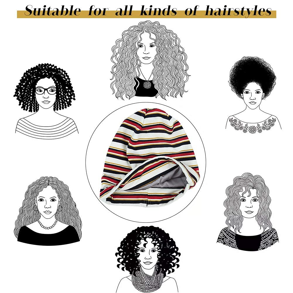 Luxury Satin Sleep Cap for Women - Soft & Breathable Hair Bonnet for Nighttime Protection - Perfect for Curly, Natural & Afro Hair Care (Black, Pink, Navy) - Great for Travel & Home Use