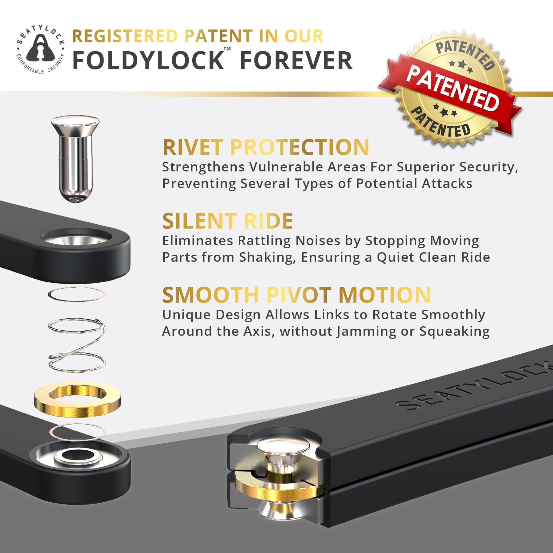 FoldyLock Forever Folding Bike Lock - High Security Sold Secure Gold Rated Bicycle Lock - Heavy Duty Anti-Theft Smart Guard with Keys (90cm/35.4in) - Perfect for Urban Commuting, Cycling Tours & Bike Parking