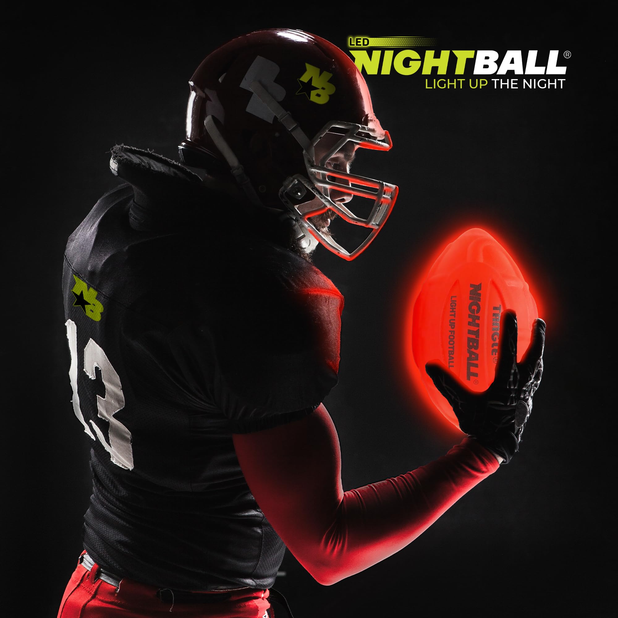 Glow in The Dark LED Football - Bright Inflatable Light Up Football for Kids & Adults - Perfect Nighttime Outdoor Play & Gifts for Teen Boys (Red) - Great for Backyard Games, Beach Parties & Camping Adventures