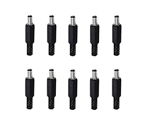 AVS COMPONENTS 12V DC Male Power Jack Connector - Round Panel PCB Mount (10 Pack) for DIY Electronics, CCTV Cameras & Audio Equipment Power Supply