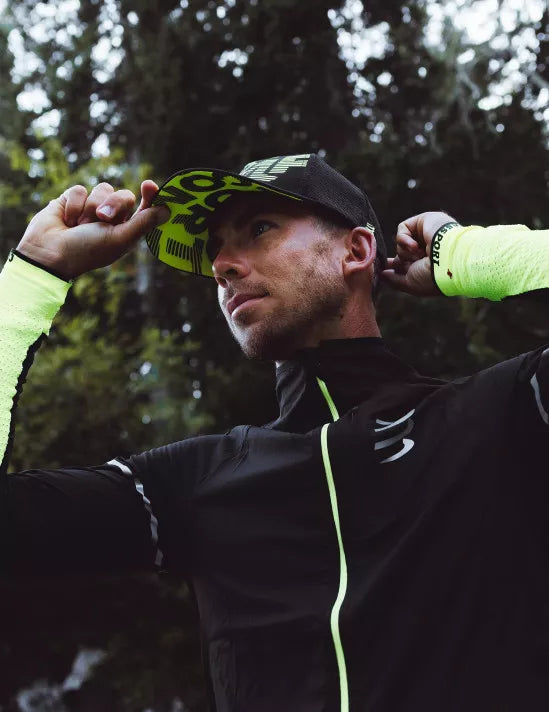 Compressport Unisex Trucker Cap - Black/Fluo Yellow | Lightweight Running Hat for Men & Women | Perfect for Cycling, Hiking & Outdoor Sports