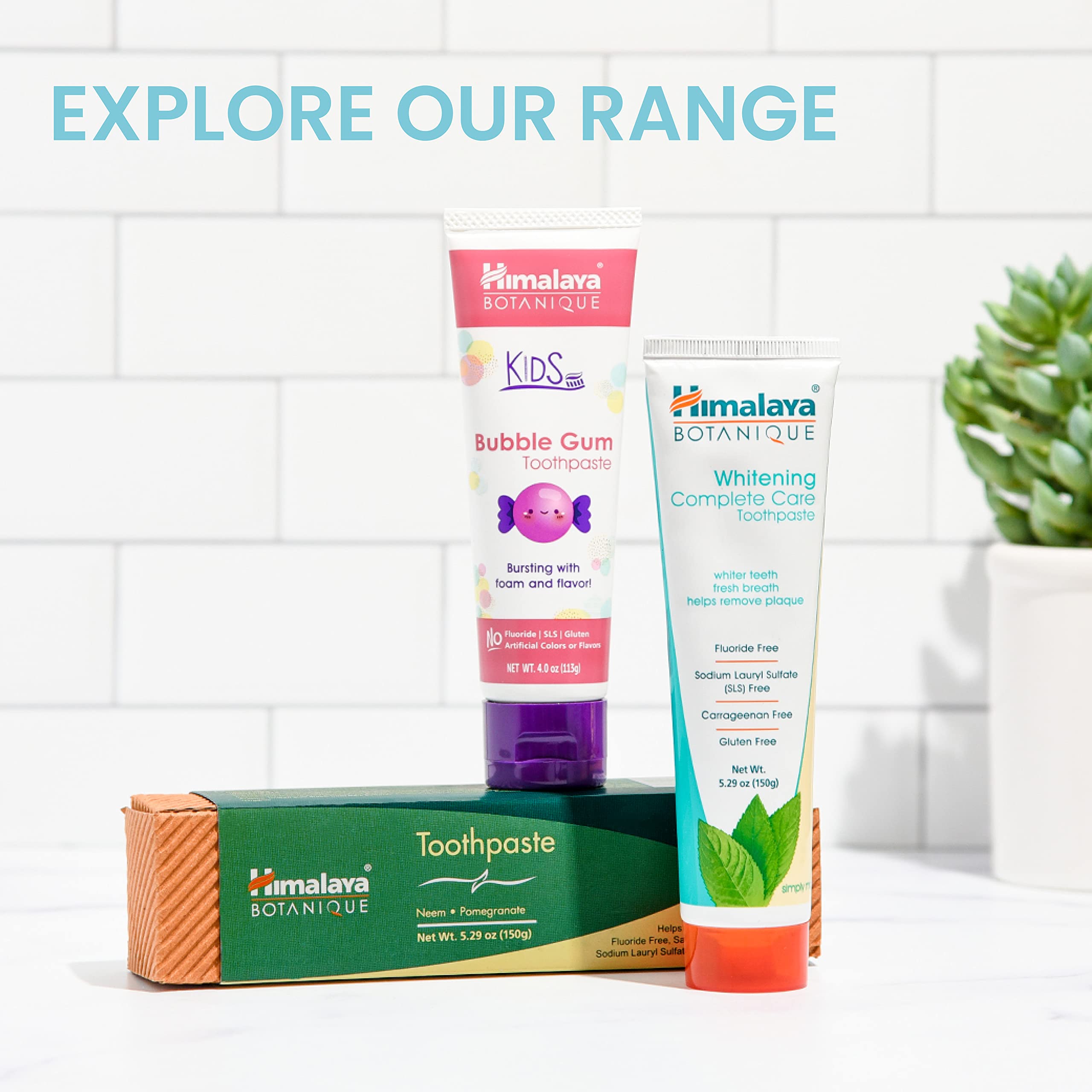Himalaya Botanique Complete Care Whitening Toothpaste - Fluoride Free, Simply Peppermint Flavor for Clean Mouth, Whiter Teeth & Fresh Breath - 5.29 oz (4-Pack) | Natural Oral Care for Daily Use at Home or Travel