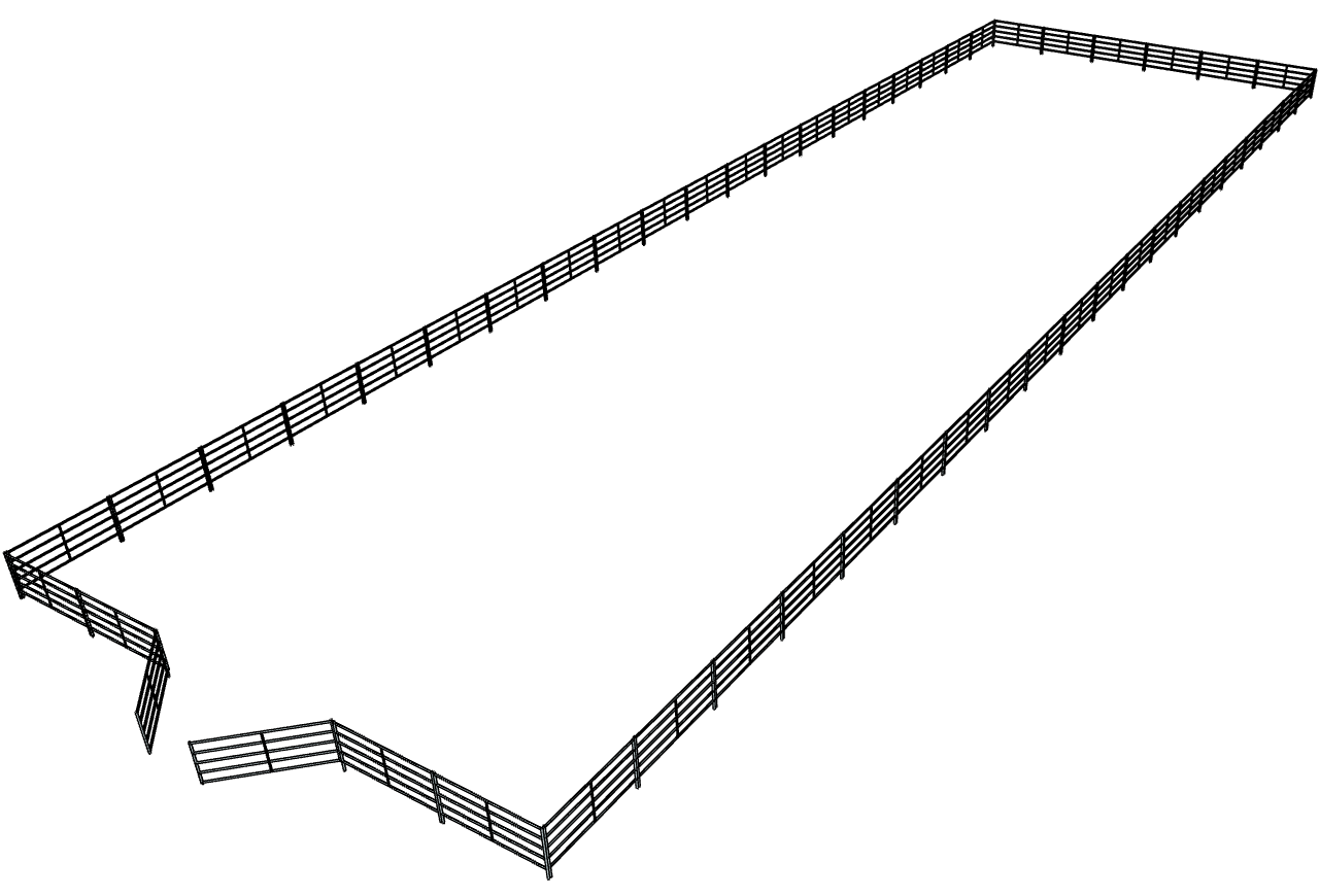 60ft x 200ft Galvanized Steel 5-Rail Horse Riding Arena Fence - Durable Outdoor Equestrian Training & Show Jumping Facility