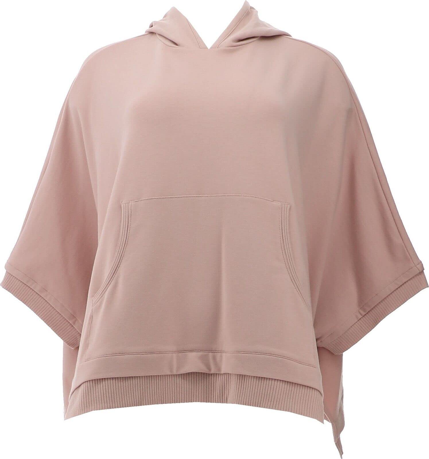 WynneLayers French Terry Hooded Poncho for Women - Soft Rose Pink Oversized Pullover Sweatshirt | Cozy Loungewear, Casual Outerwear & Travel Blanket Scarf