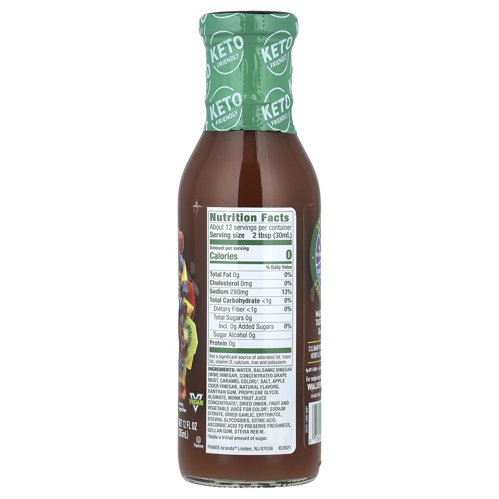 Walden Farms Fat Free Fruit Balsamic Dressing - 12 oz | Sugar Free Salad Topping for Healthy Eating & Weight Loss