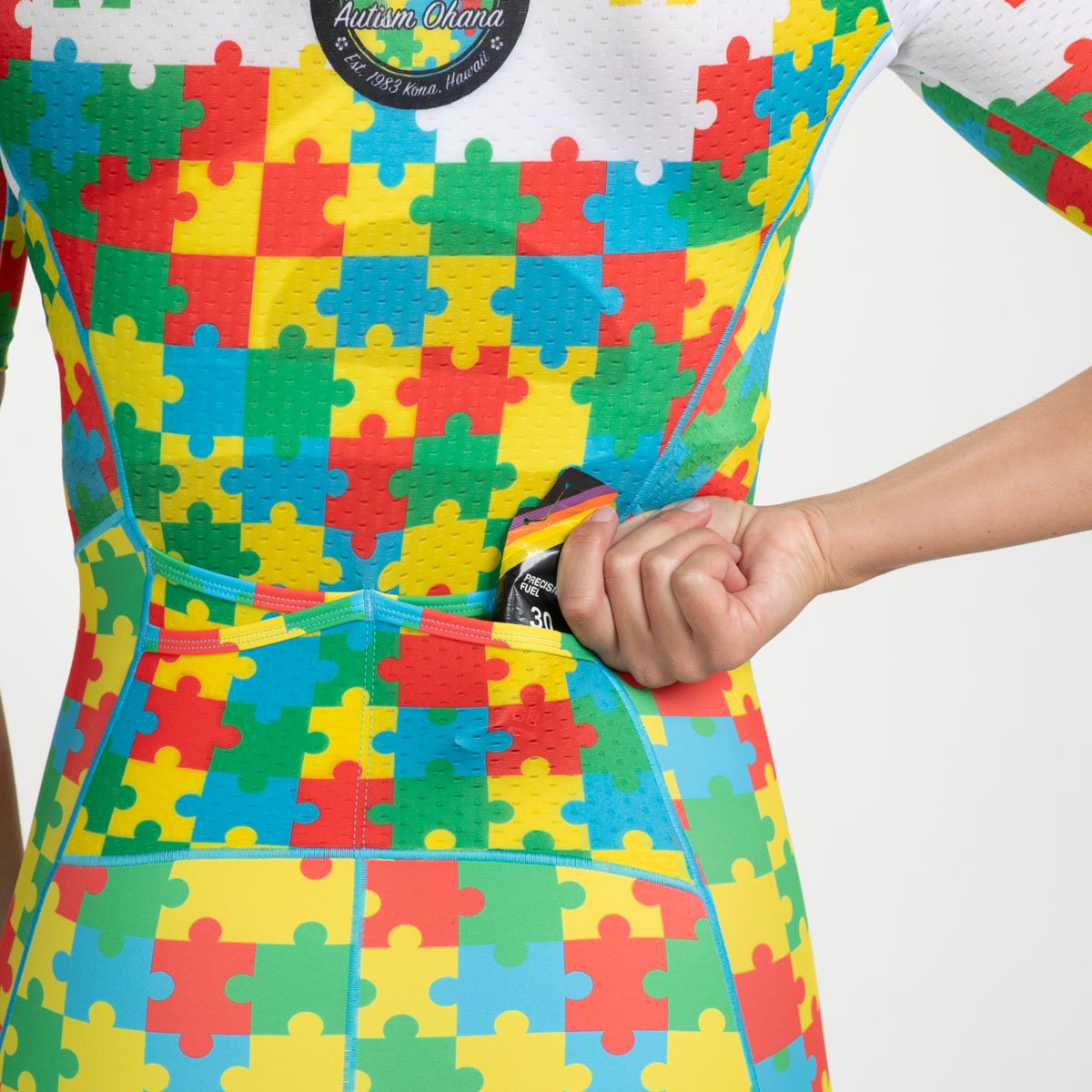 Women's Limited Edition Tri Aero FZ Racesuit with Autism Puzzle Print - High Performance Triathlon Suit for Cycling, Running & Swimming - Perfect for Competitions & Training