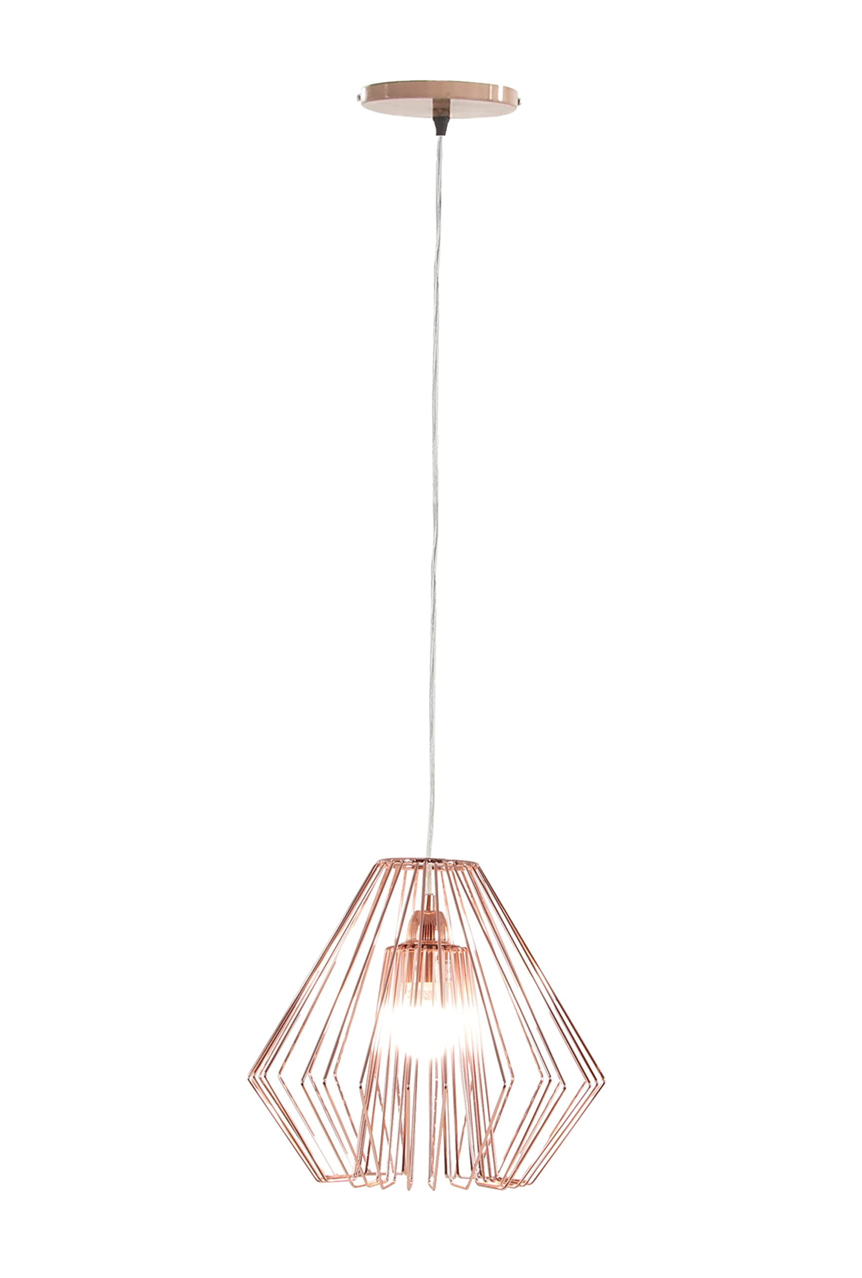 Deco 79 58654 Diamond-Shaped Iron Pendant Light Fixture in Bronze - Vintage Industrial Ceiling Lamp for Dining Room, Kitchen Island & Bedroom Lighting