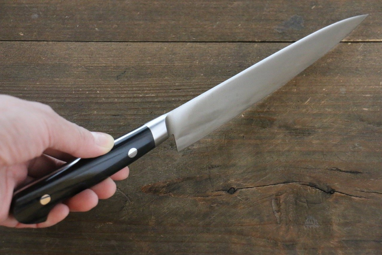 Premium Iseya Molybdenum Petty Utility Knife 150mm (6 Inch) - Black Pakkawood Handle - Japanese Kitchen Knife for Slicing, Chopping & Precision Cutting - Perfect for Home Chefs & Professional Kitchens