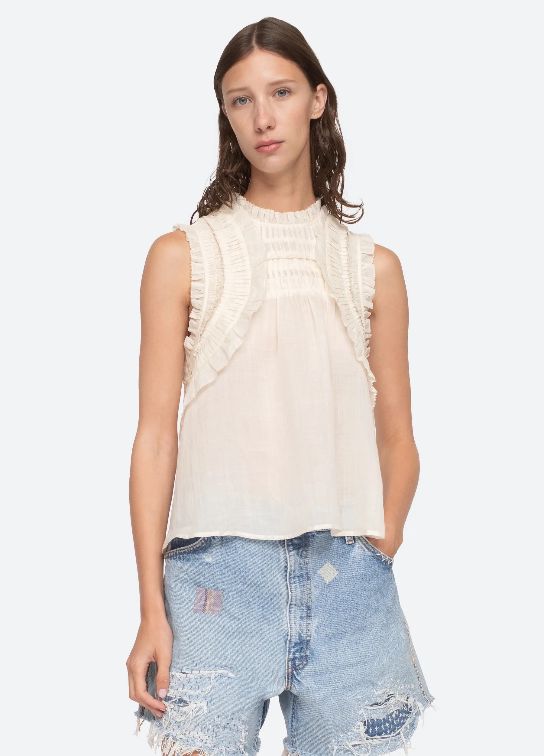Cole Women's Ribbed Knit Tank Top - Soft Cream Casual Sleeveless Shirt for Summer, Yoga, and Layering