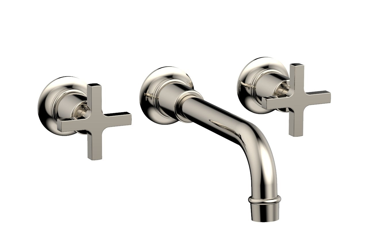 HEX MODERN Wall Mount Tub Faucet Set with Cross Handles - Model 501-58 - Perfect for Bathroom Renovation and Modern Home Decor