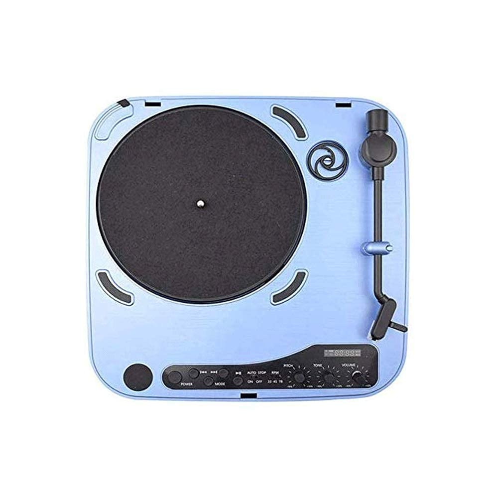 Vintage Retro Bluetooth Vinyl Record Player with Built-in Speakers, USB Port & Portable Suitcase Design - Blue Music Box Turntable for Home Entertainment, Restaurant Background Music & Unique Home Decor Gift