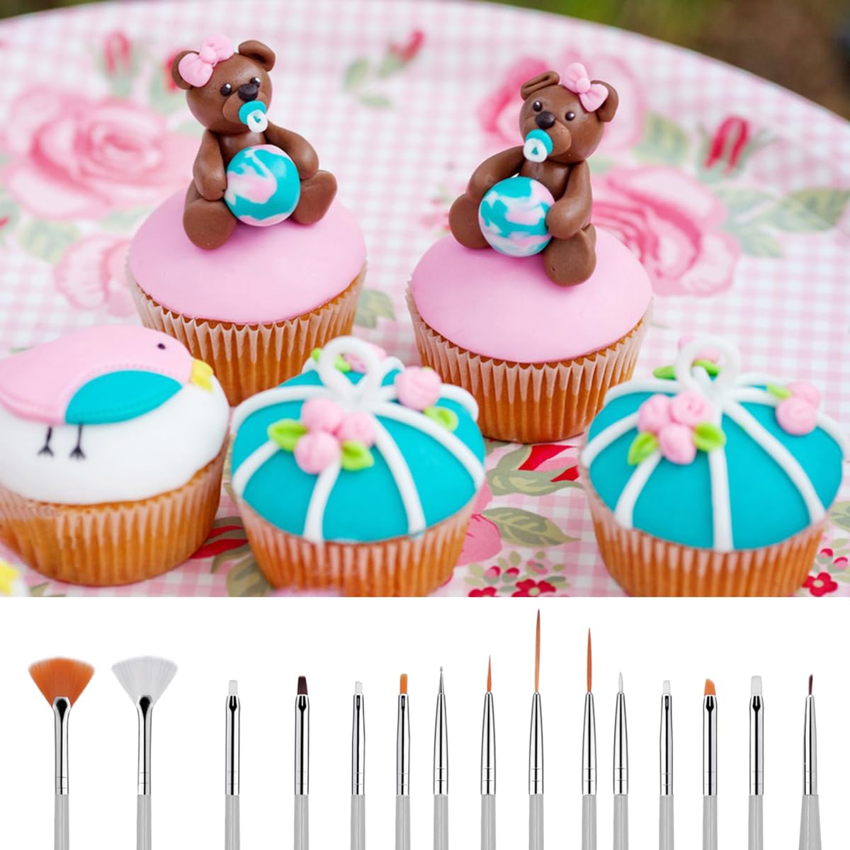 30 Pcs Food Safe Cake Decorating Brushes - Professional Baking Paint Brushes for Cookies, Cupcakes & Fondant (Black & White) - Perfect for Birthday, Wedding & DIY Dessert Decoration