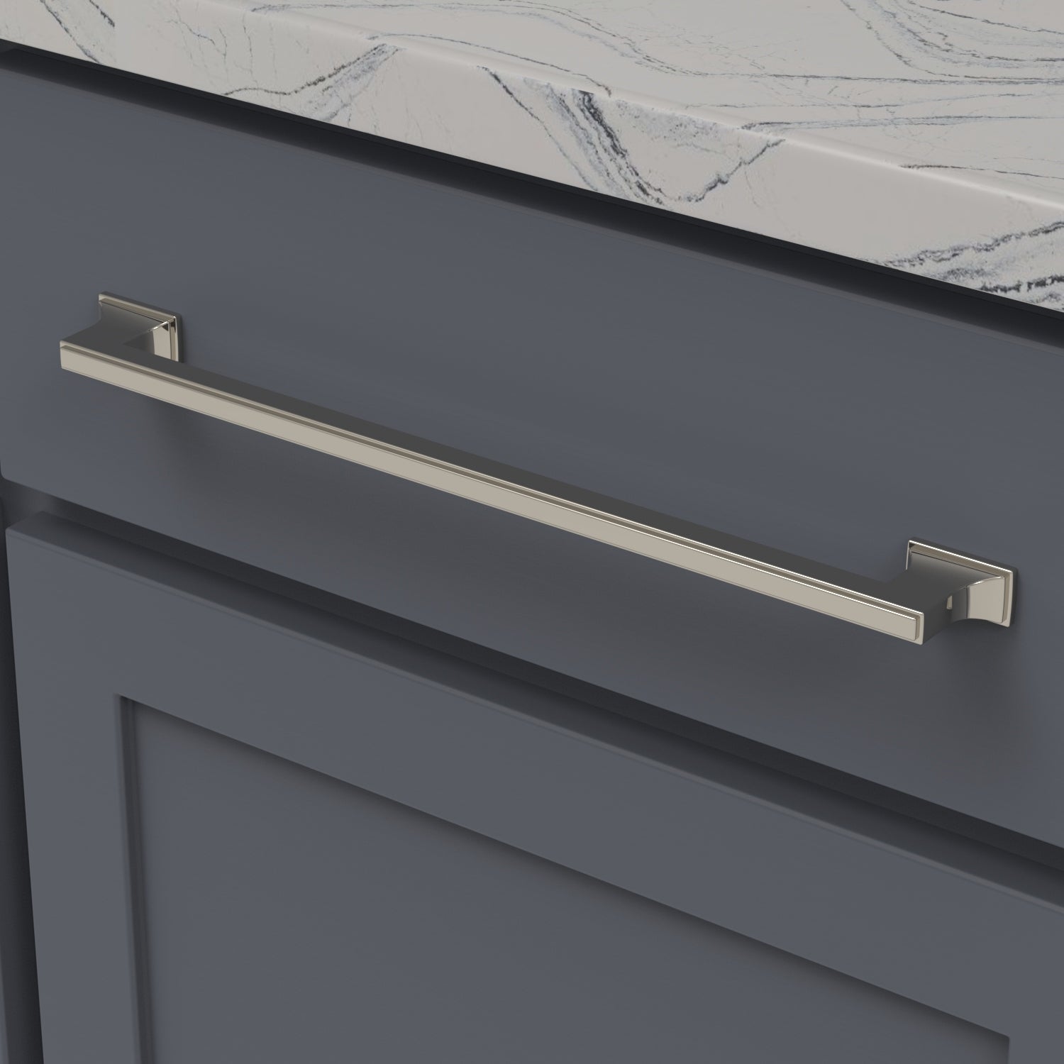 12 Inch Center to Center Brownstone Pull - Polished Nickel Finish Cabinet Handle for Kitchen & Bathroom Drawers