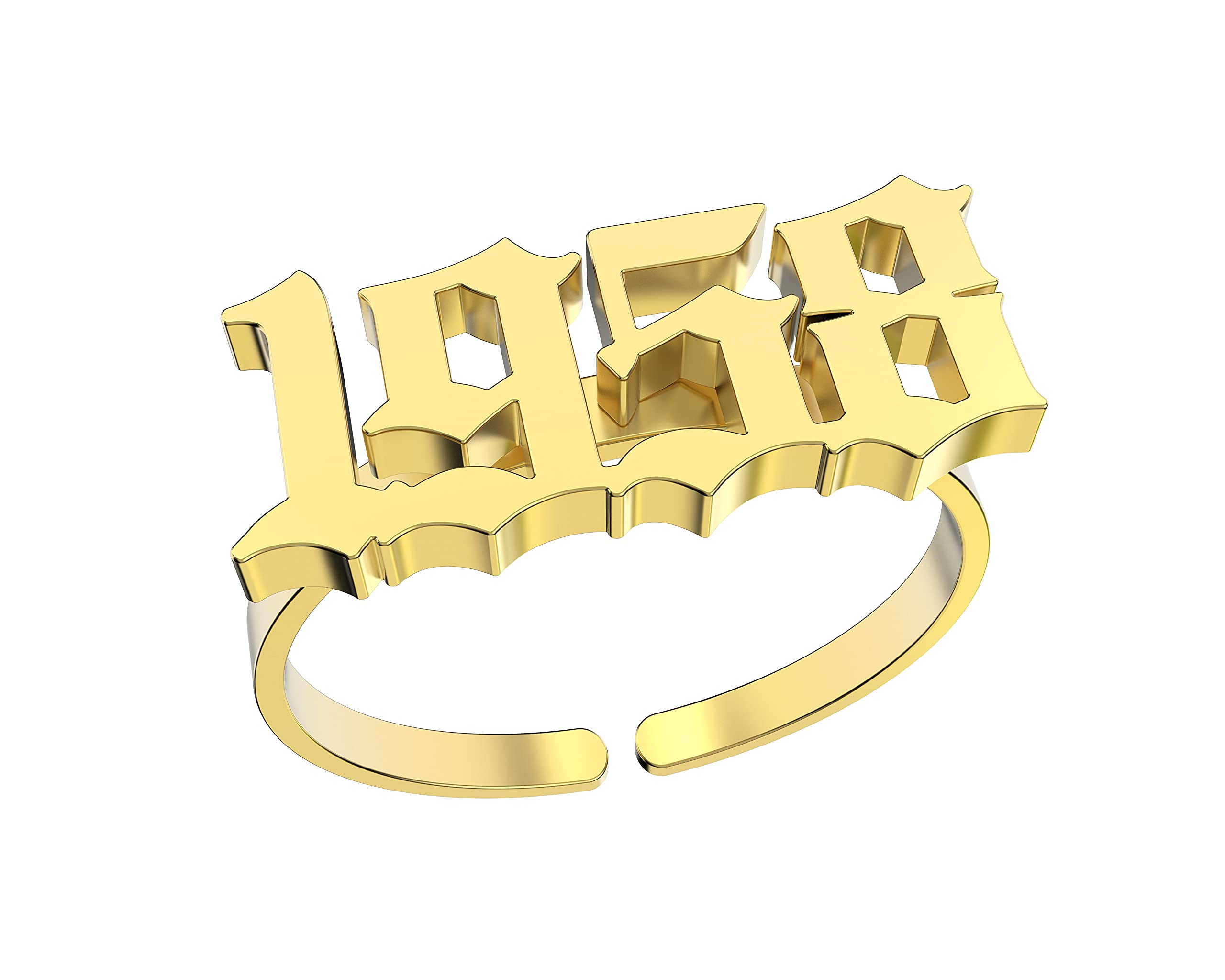 Haobase Stainless Steel Birth Year Rings for Women & Men - Adjustable Gold Wedding Band Jewelry - Perfect for Anniversaries, Engagements & Gifts