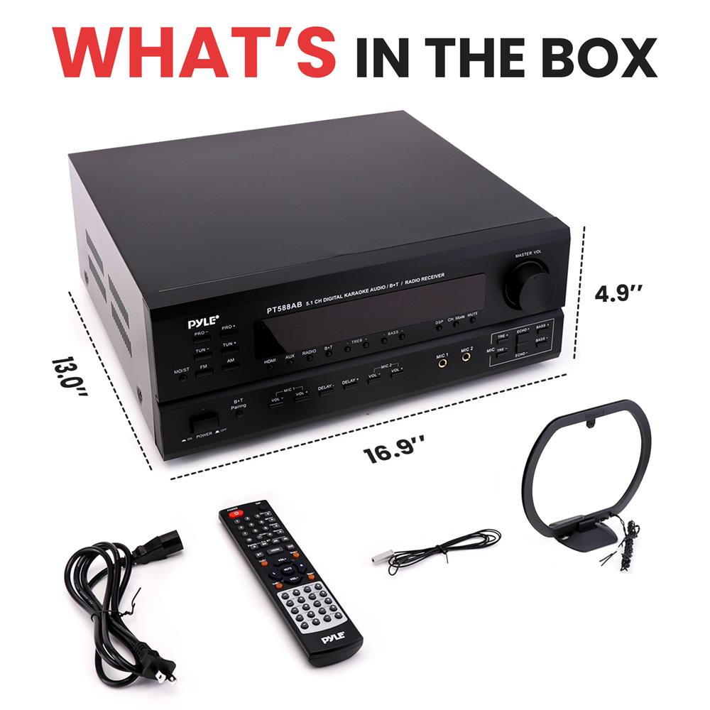 5.1 Channel Bluetooth Home Theater Receiver - Wireless Audio Streaming for Movies, Music & Gaming - Perfect for Living Room & Home Theater Setup