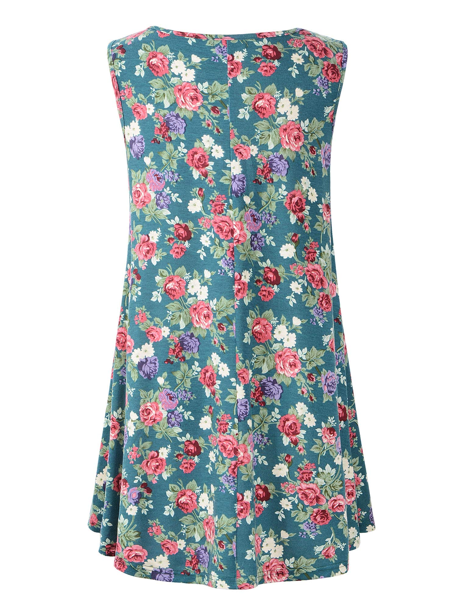 Women's Floral Sleeveless Swing Tunic Top - Summer Casual Flare Tank Blouse for Beach, Vacation & Outdoor Activities
