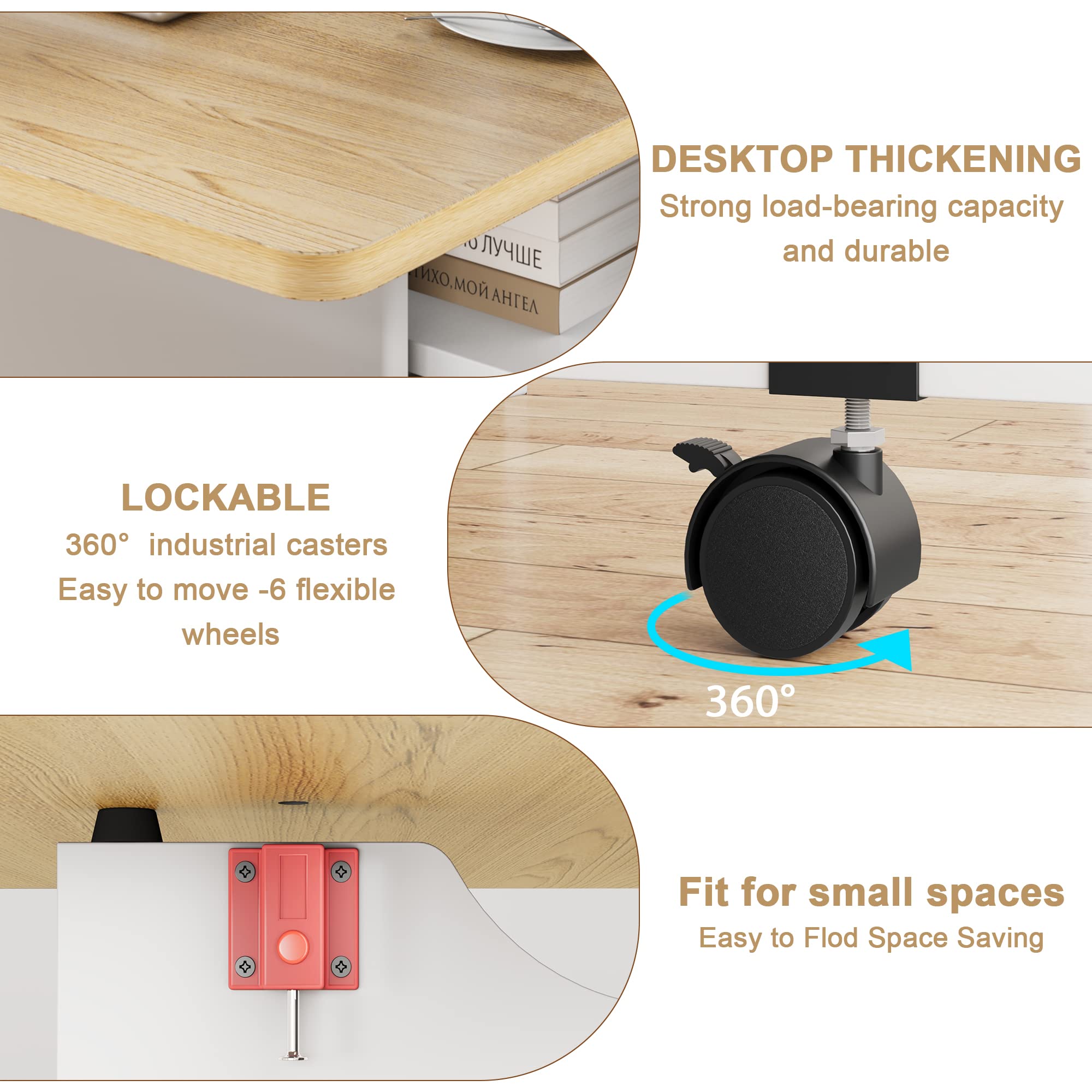 Alkmaar Folding Dining Table - Space Saving Drop Leaf Table for Small Spaces | Collapsible Kitchen, Office & Dining Room Furniture with 4 Storage Racks | Perfect for Apartments, Studios & Multi-Functional Spaces