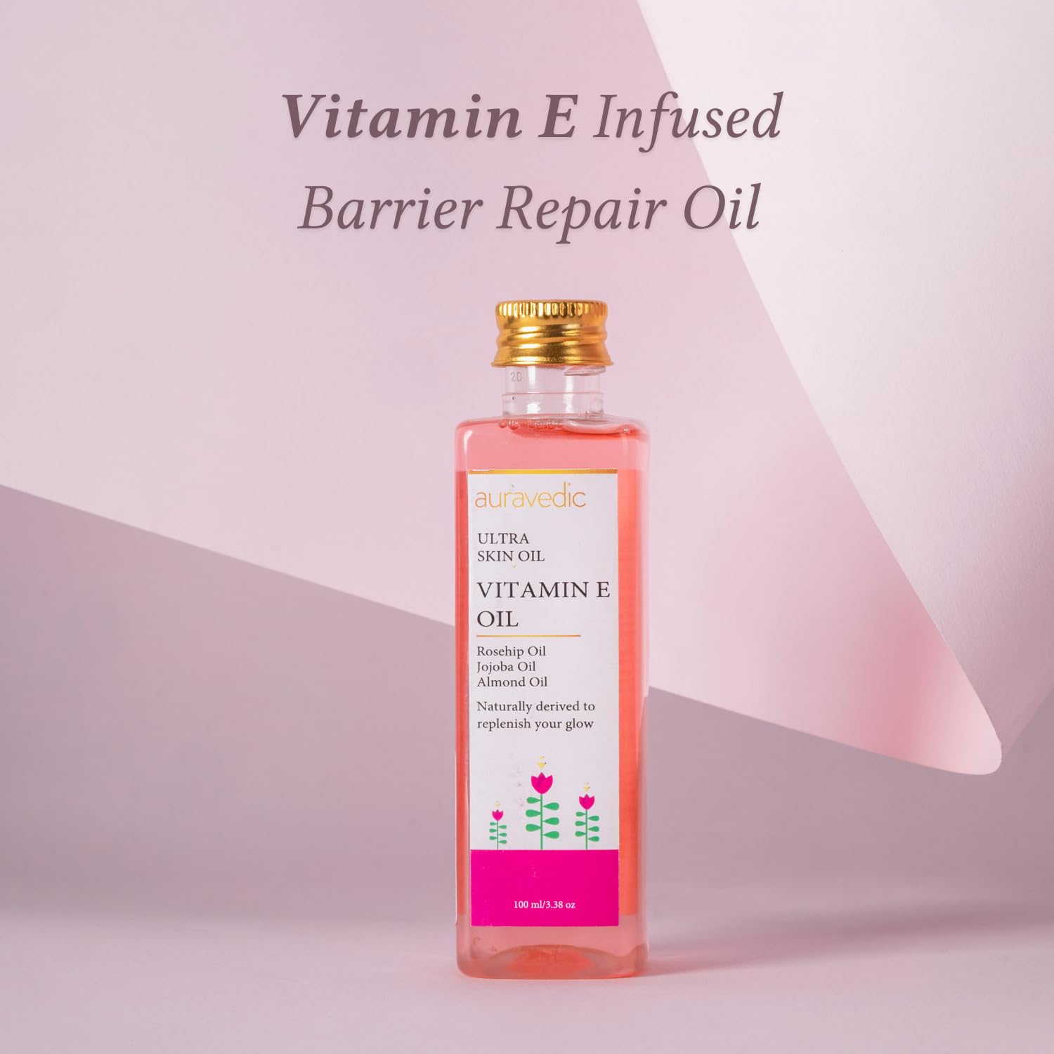 Auravedic Ultra Vitamin E Face & Body Oil with Rosehip, Almond, Olive, Jojoba & Orange Oils – 100ml Hydrating & Nourishing Skin Care for Glowing Complexion – Perfect for Daily After-Bath Use, Massage & Nighttime Skin Repair