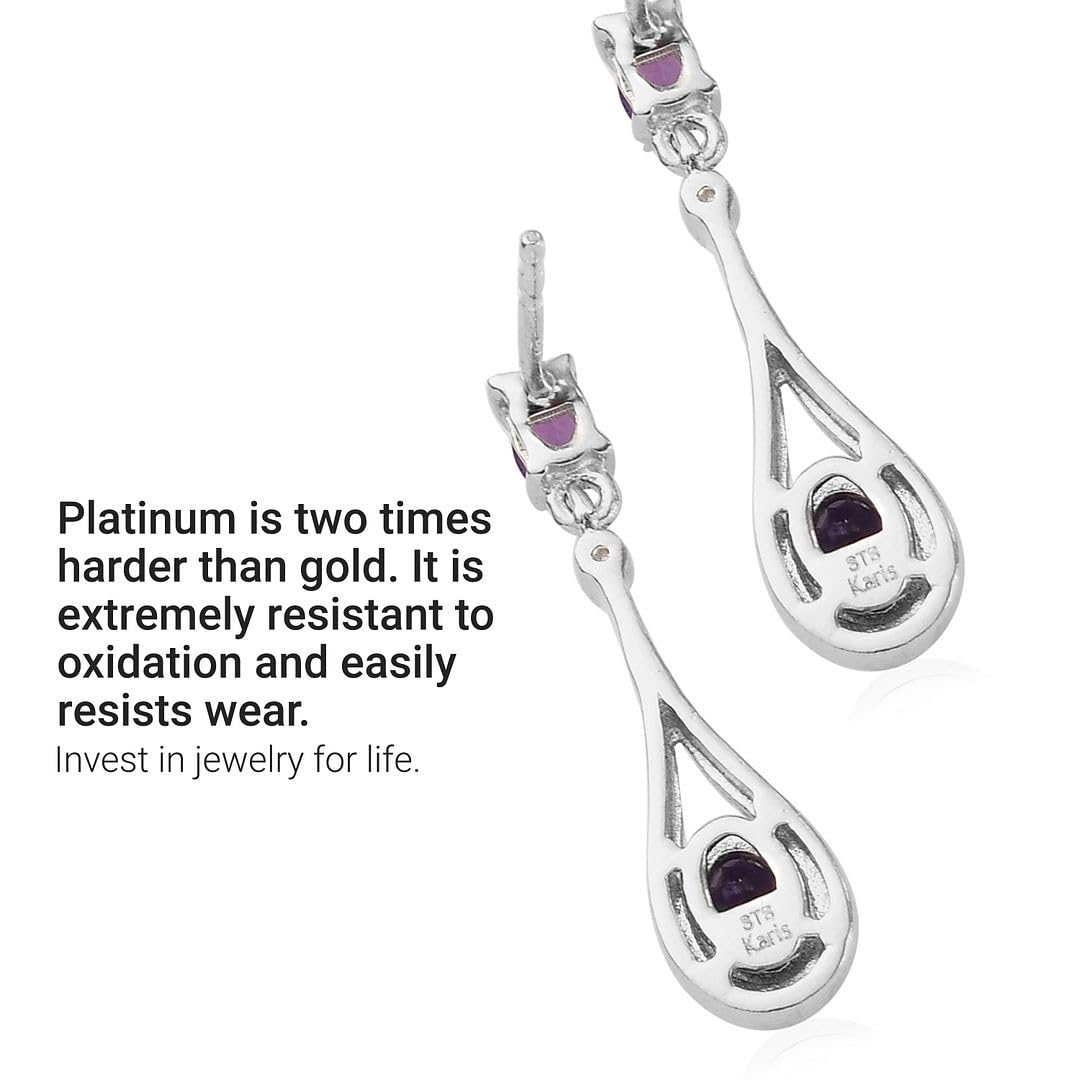 Shop LC Platinum Plated Amethyst Dangle Earrings for Women - February Birthstone Jewelry, Elegant Drop Earrings for Birthday Gifts | Perfect for Valentine's Day, Anniversary & Special Occasions