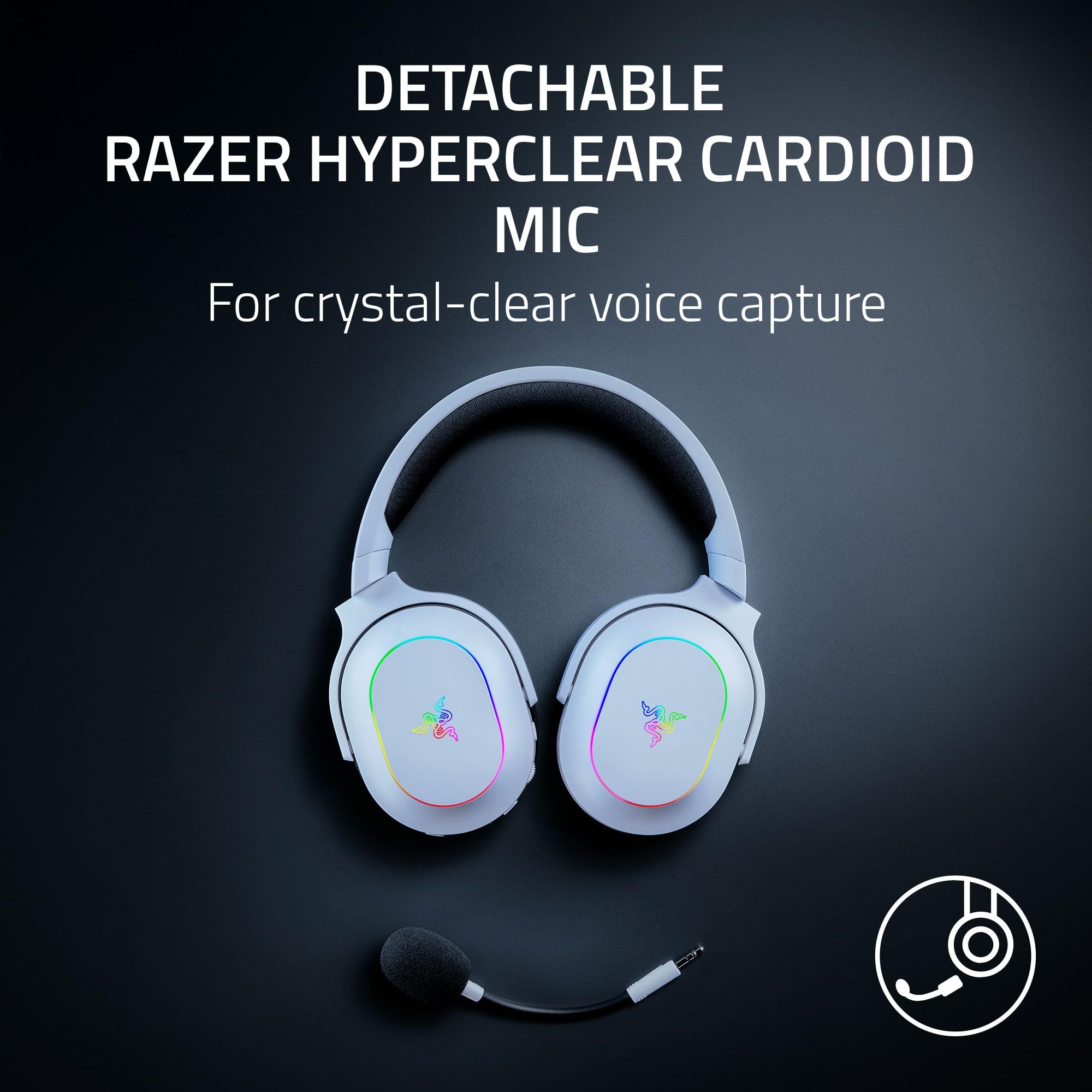 Razer Barracuda X Chroma Wireless Gaming Headset - 2.4GHz & Bluetooth Dual Mode, Lightweight Design with Chroma RGB Lighting, 40mm Drivers & Cardioid Mic, 70-Hour Battery Life - Compatible with PC, Mac, PS5, Nintendo Switch & Smartphones (White) - Perfect for Competitive Gaming, Streaming & Online Meetings